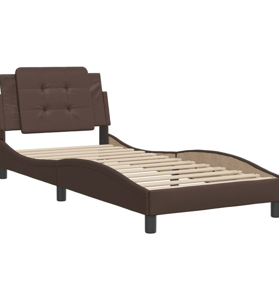 Bettgestell mit Kopfteil Braun 90x200 cm Kunstleder