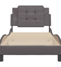 Bettgestell mit Kopfteil Grau 90x200 cm Kunstleder