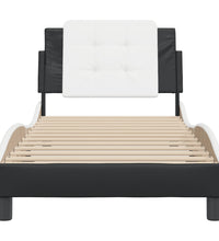 Bettgestell mit Kopfteil Schwarz und Weiß 90x200 cm Kunstleder