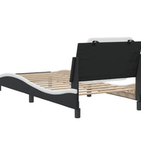 Bettgestell mit Kopfteil Schwarz und Weiß 90x200 cm Kunstleder
