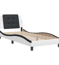 Bettgestell mit Kopfteil Weiß und Schwarz 90x200 cm Kunstleder