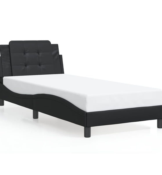 Bettgestell mit Kopfteil Schwarz 100x200 cm Kunstleder