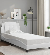 Bettgestell mit Kopfteil Weiß 100x200 cm Kunstleder