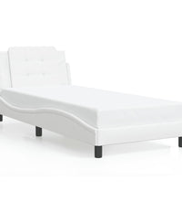 Bettgestell mit Kopfteil Weiß 100x200 cm Kunstleder