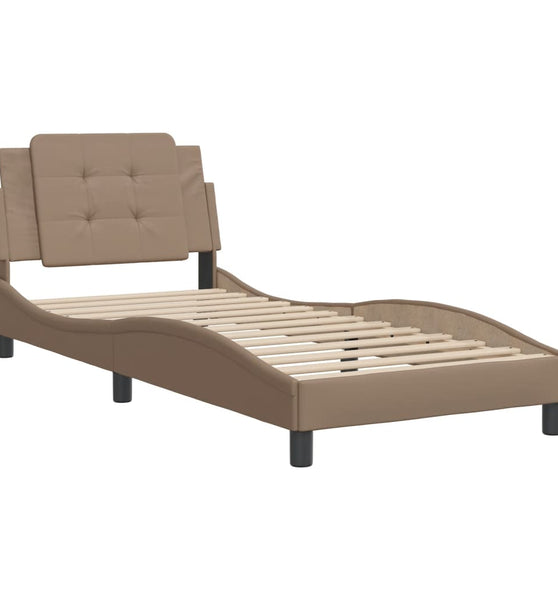 Bettgestell mit Kopfteil Cappuccino-Braun 100x200 cm Kunstleder