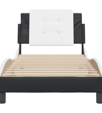 Bettgestell mit Kopfteil Schwarz und Weiß 100x200 cm Kunstleder