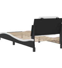 Bettgestell mit Kopfteil Schwarz und Weiß 100x200 cm Kunstleder