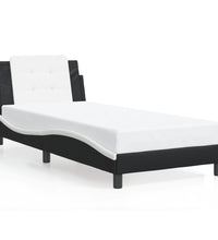 Bettgestell mit Kopfteil Schwarz und Weiß 100x200 cm Kunstleder