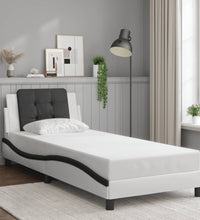 Bettgestell mit Kopfteil Weiß und Schwarz 100x200 cm Kunstleder