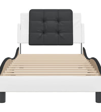 Bettgestell mit Kopfteil Weiß und Schwarz 100x200 cm Kunstleder