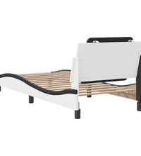 Bettgestell mit Kopfteil Weiß und Schwarz 100x200 cm Kunstleder