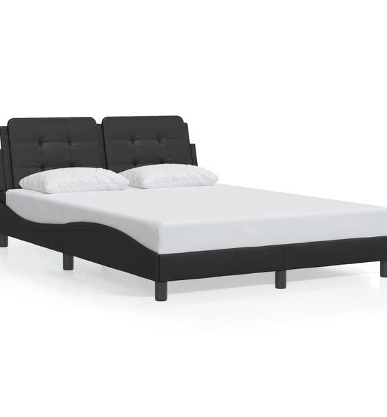 Bettgestell mit Kopfteil Schwarz 120x200 cm Kunstleder