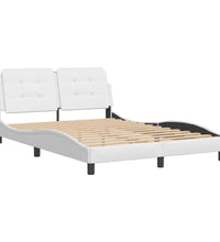 Bettgestell mit Kopfteil Weiß 120x200 cm Kunstleder