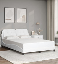 Bettgestell mit Kopfteil Weiß 120x200 cm Kunstleder