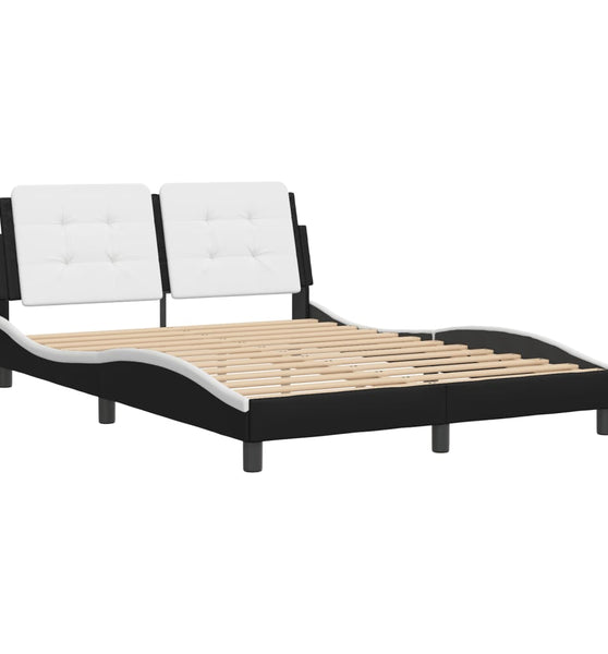 Bettgestell mit Kopfteil Schwarz und Weiß 120x200 cm Kunstleder