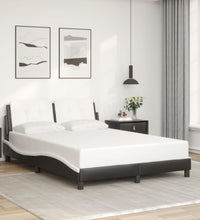 Bettgestell mit Kopfteil Schwarz und Weiß 120x200 cm Kunstleder