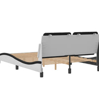 Bettgestell mit Kopfteil Weiß und Schwarz 120x200 cm Kunstleder