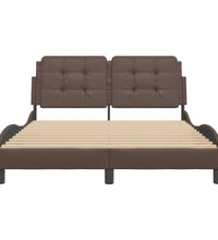 Bettgestell mit Kopfteil Braun 140x190 cm Kunstleder