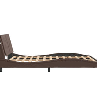 Bettgestell mit Kopfteil Braun 140x190 cm Kunstleder