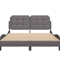 Bettgestell mit Kopfteil Grau 140x190 cm Kunstleder