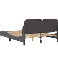 Bettgestell mit Kopfteil Grau 140x190 cm Kunstleder