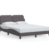 Bettgestell mit Kopfteil Grau 140x190 cm Kunstleder