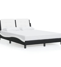 Bettgestell mit Kopfteil Schwarz und Weiß 140x190 cm Kunstleder