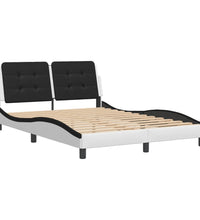 Bettgestell mit Kopfteil Weiß und Schwarz 140x190 cm Kunstleder