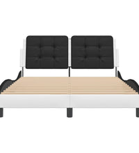 Bettgestell mit Kopfteil Weiß und Schwarz 140x190 cm Kunstleder