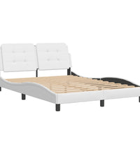 Bettgestell mit Kopfteil Weiß 140x200 cm Kunstleder