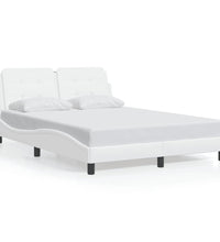 Bettgestell mit Kopfteil Weiß 140x200 cm Kunstleder