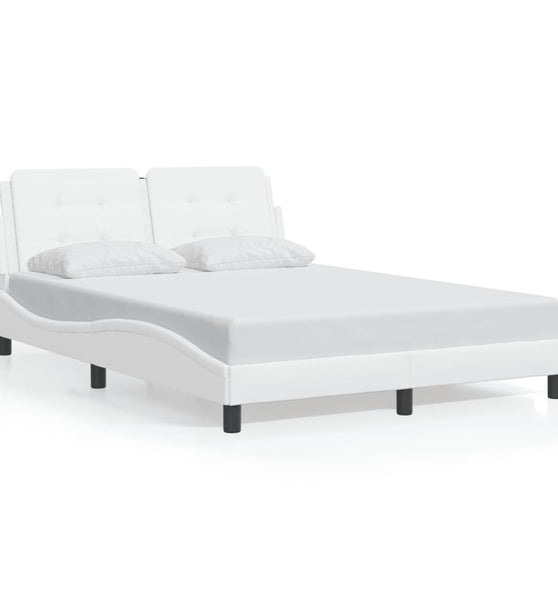 Bettgestell mit Kopfteil Weiß 140x200 cm Kunstleder
