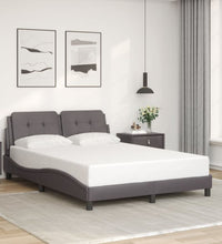 Bettgestell mit Kopfteil Grau 140x200 cm Kunstleder