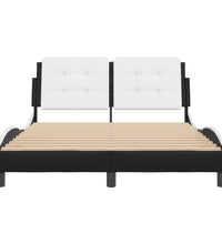 Bettgestell mit Kopfteil Schwarz und Weiß 140x200 cm Kunstleder