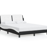Bettgestell mit Kopfteil Schwarz und Weiß 140x200 cm Kunstleder