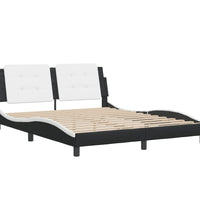 Bettgestell mit Kopfteil Schwarz und Weiß 160x200 cm Kunstleder