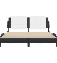 Bettgestell mit Kopfteil Schwarz und Weiß 160x200 cm Kunstleder