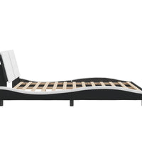 Bettgestell mit Kopfteil Schwarz und Weiß 160x200 cm Kunstleder