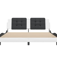 Bettgestell mit Kopfteil Weiß und Schwarz 180x200 cm Kunstleder