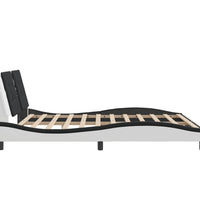 Bettgestell mit Kopfteil Weiß und Schwarz 180x200 cm Kunstleder