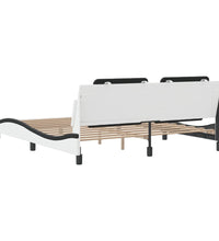 Bettgestell mit Kopfteil Weiß und Schwarz 180x200 cm Kunstleder