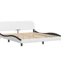 Bettgestell mit Kopfteil Weiß und Schwarz 180x200 cm Kunstleder