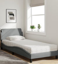 Bett mit Matratze Hellgrau 80x200 cm Stoff