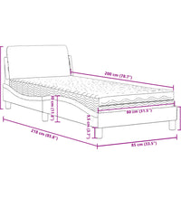 Bett mit Matratze Hellgrau 80x200 cm Stoff