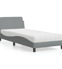 Bett mit Matratze Hellgrau 80x200 cm Stoff