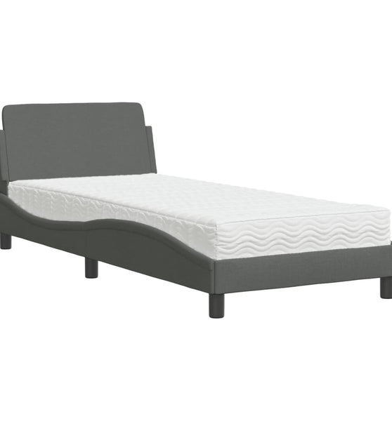 Bett mit Matratze Dunkelgrau 80x200 cm Stoff