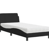 Bett mit Matratze Schwarz 80x200 cm Stoff