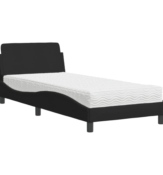 Bett mit Matratze Schwarz 80x200 cm Stoff