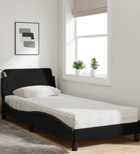 Bett mit Matratze Schwarz 80x200 cm Stoff