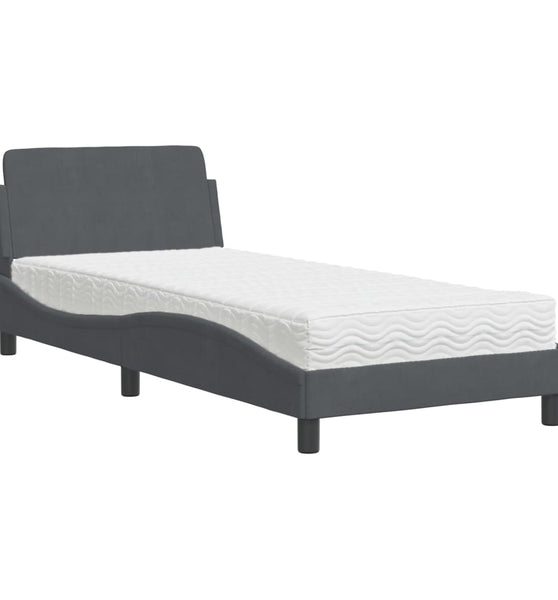 Bett mit Matratze Dunkelgrau 80x200 cm Samt